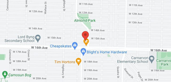 map of 3616 W 15TH AVENUE